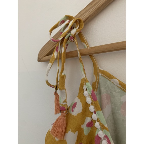 NWTAnthropologie LAIA Dress Sz S Colorful Animal Print Faux Wrap Ruffle Tassels - Picture 5 of 8